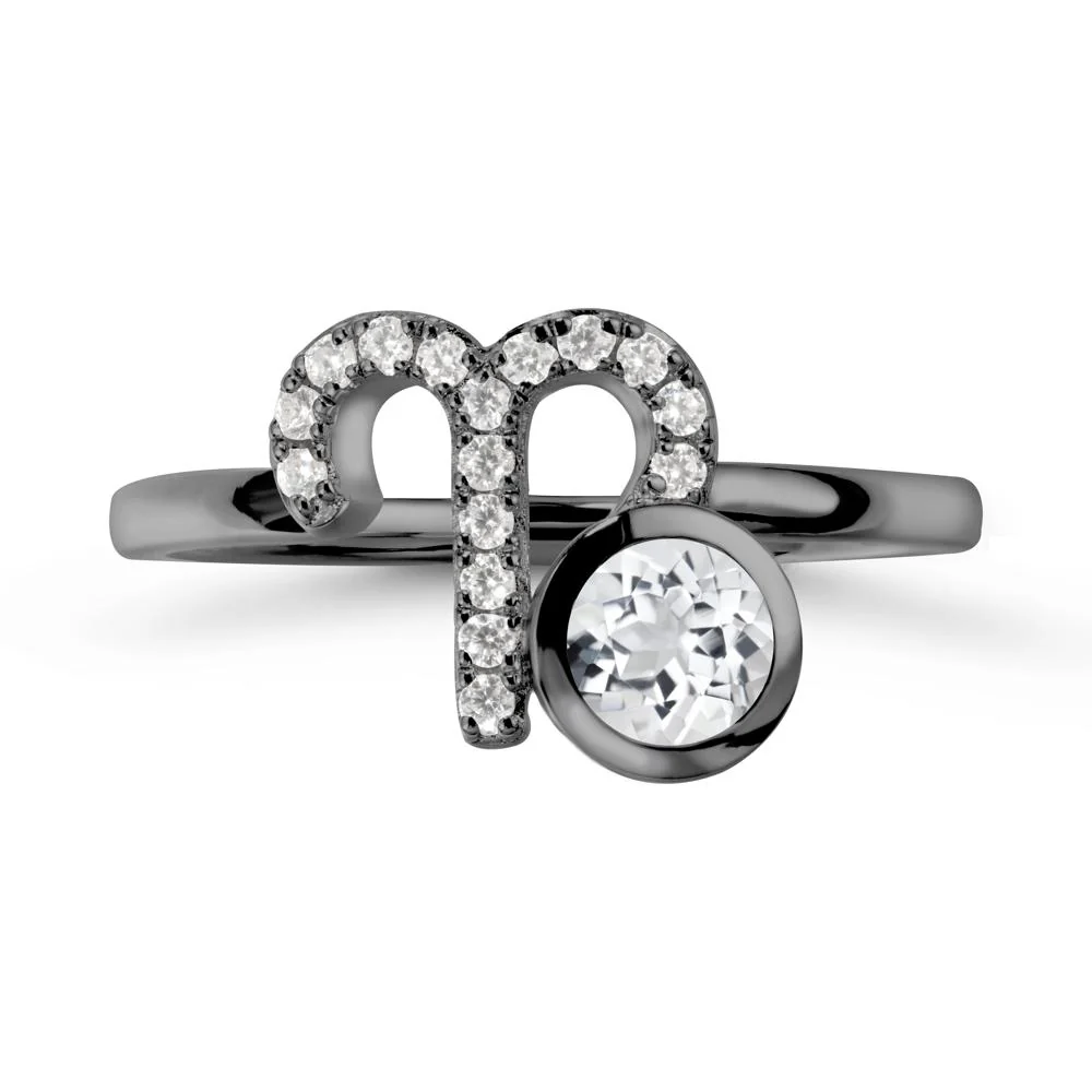 Round White Topaz Aries Zodiac Ring-Bold & Ambitious - Image 8