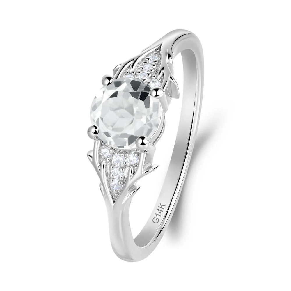 Round White Topaz Branch Engagement Ring - Image 7