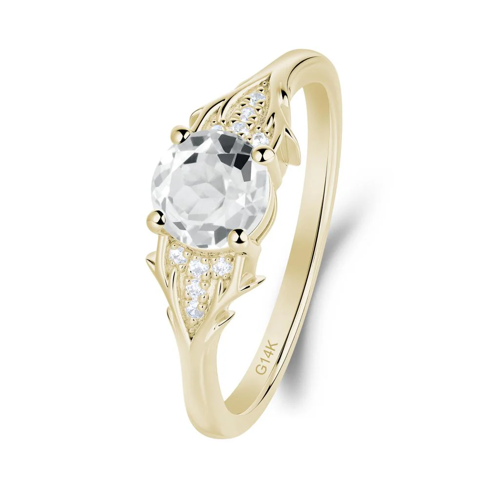 Round White Topaz Branch Engagement Ring - Image 8