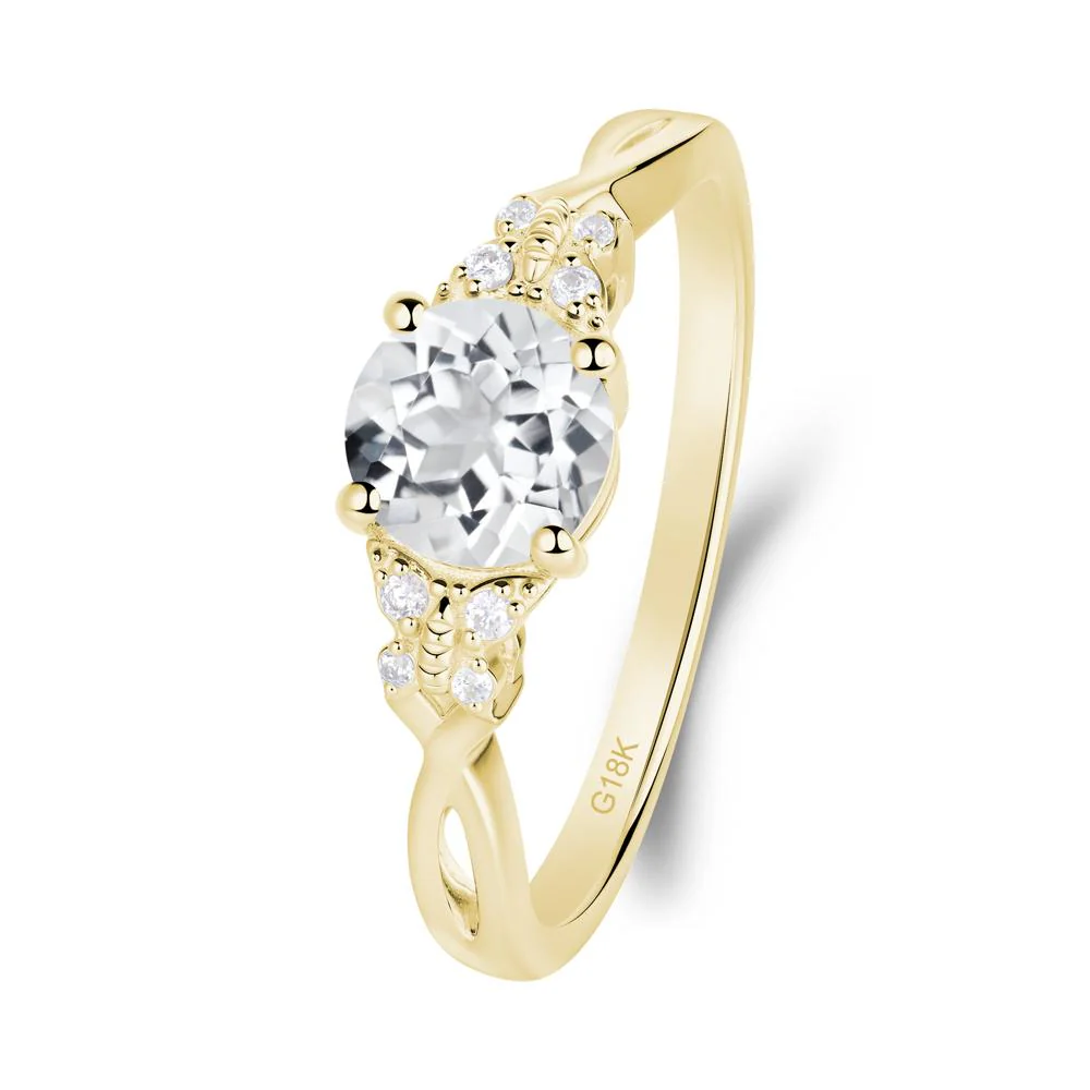 Round White Topaz Butterfly Ring - Image 2