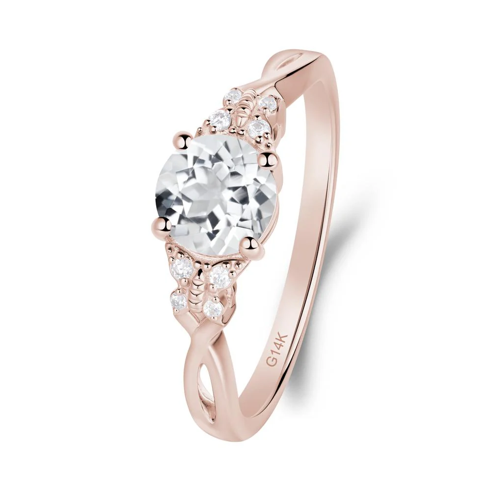 Round White Topaz Butterfly Ring - Image 5