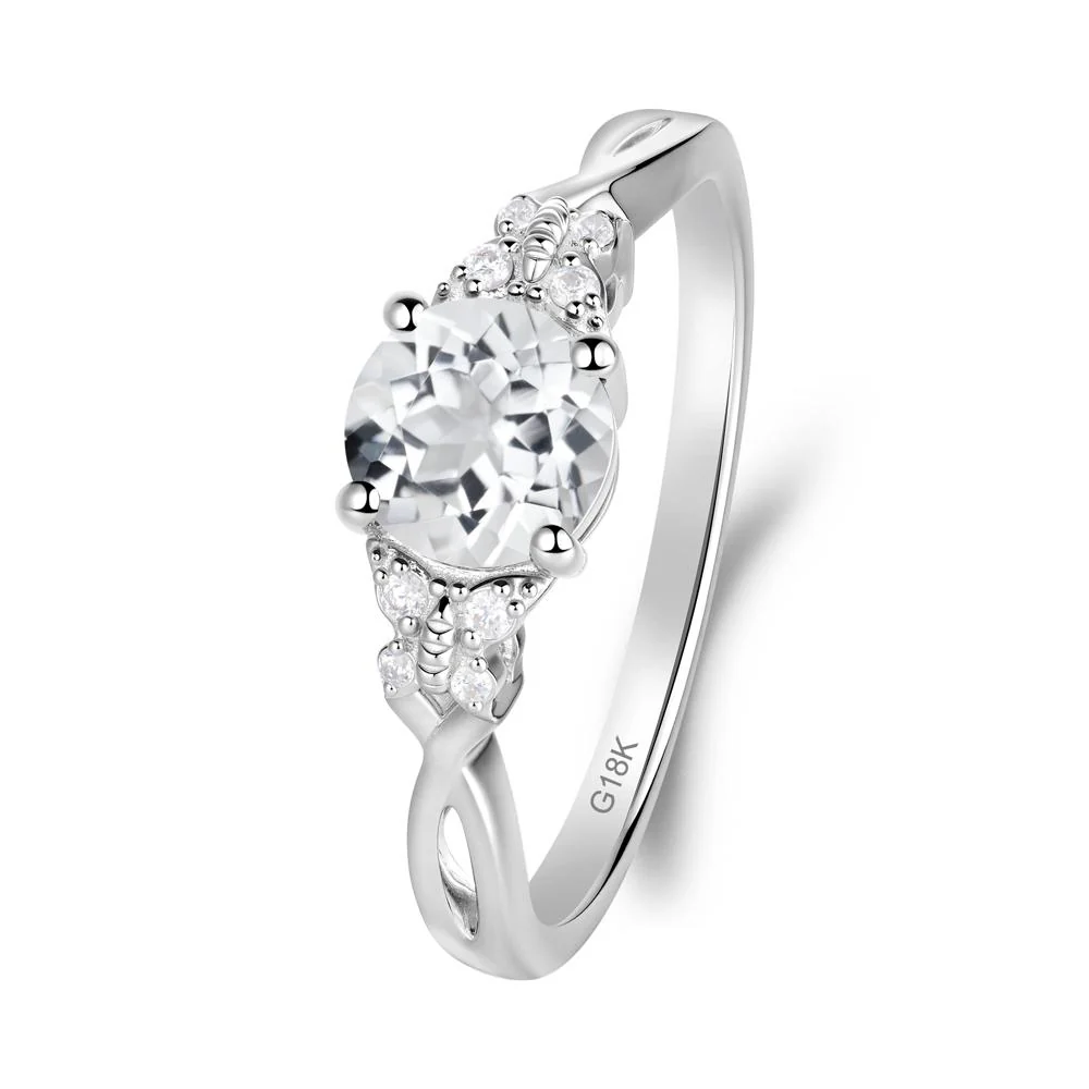 Round White Topaz Butterfly Ring - Image 7