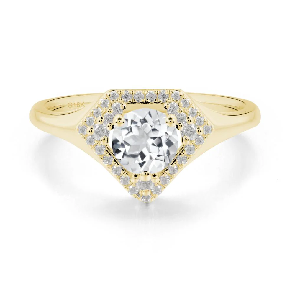 Round White Topaz Double Halo Ring - Image 2