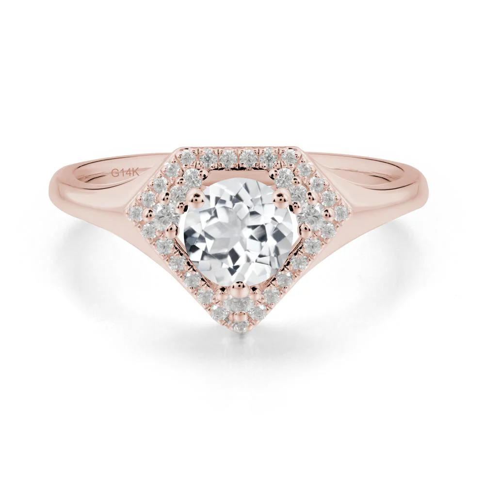 Round White Topaz Double Halo Ring - Image 4