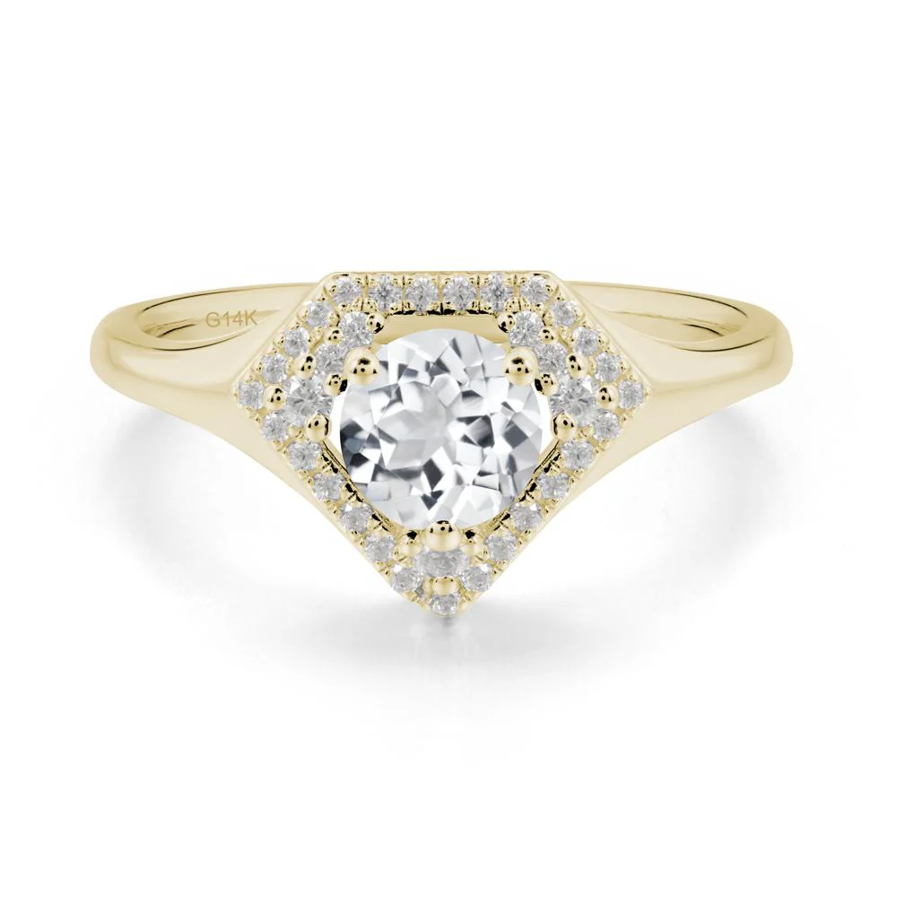 Round White Topaz Double Halo Ring - Image 5