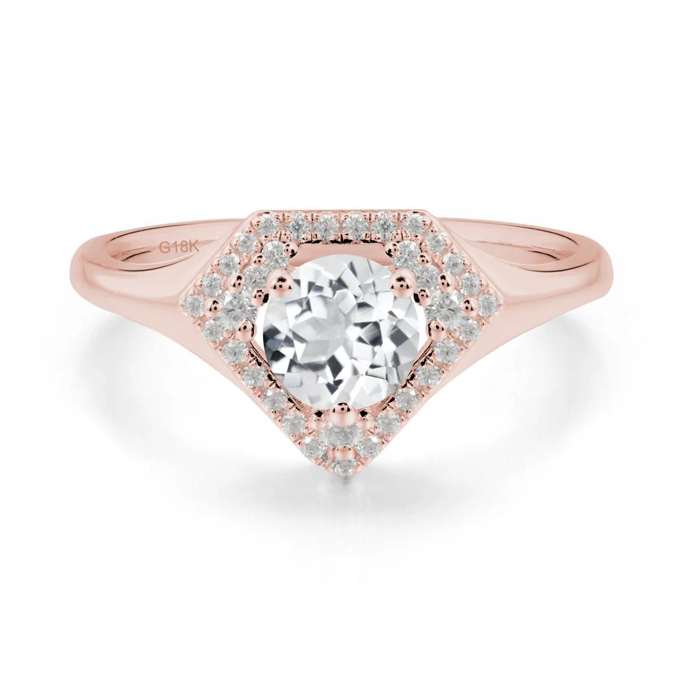 Round White Topaz Double Halo Ring - Image 7