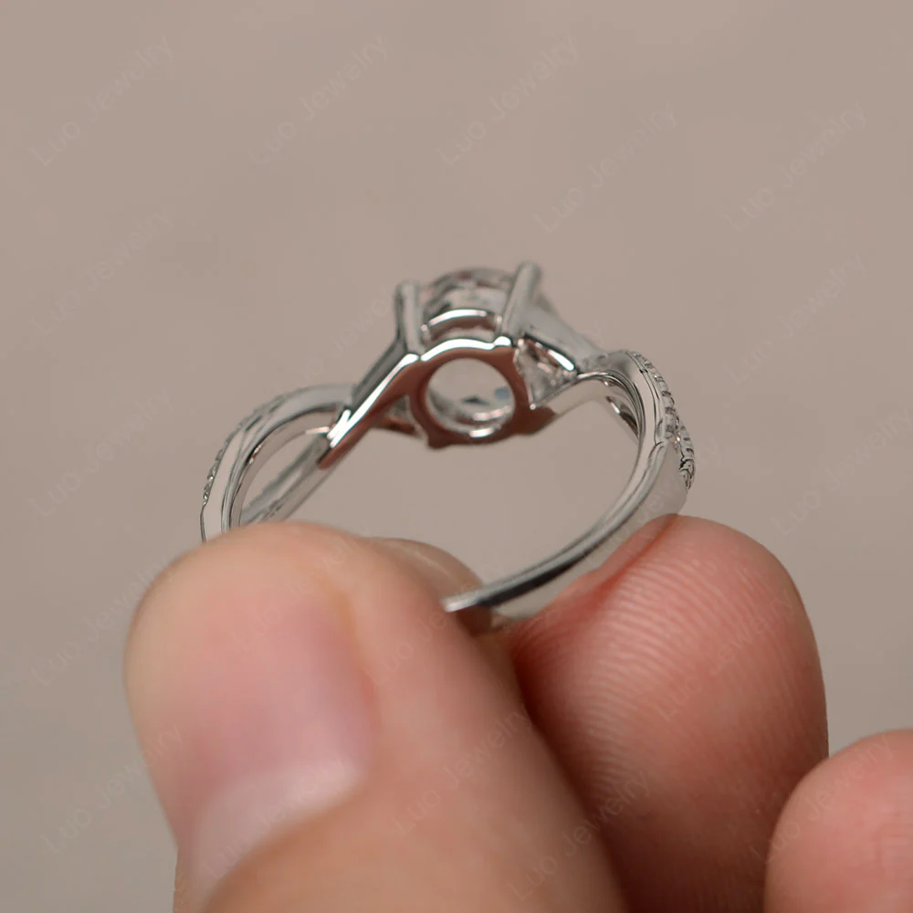 Round White Topaz Twisted Engagement Ring - Image 2