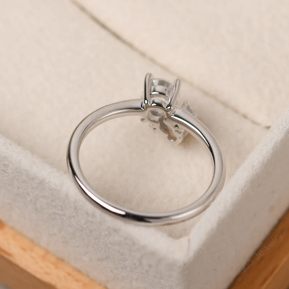 Round White Topaz Engagement Ring - Image 5