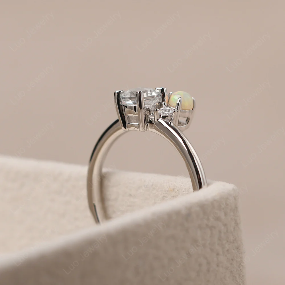 Round White Topaz Engagement Ring - Image 6