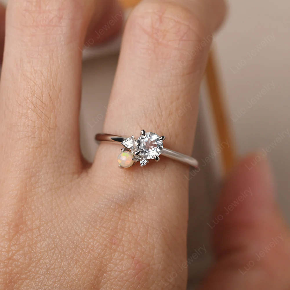 Round White Topaz Engagement Ring - Image 7