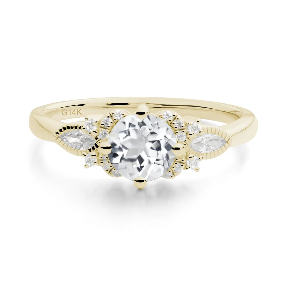 Round White Topaz Floral Statement Ring - Image 5