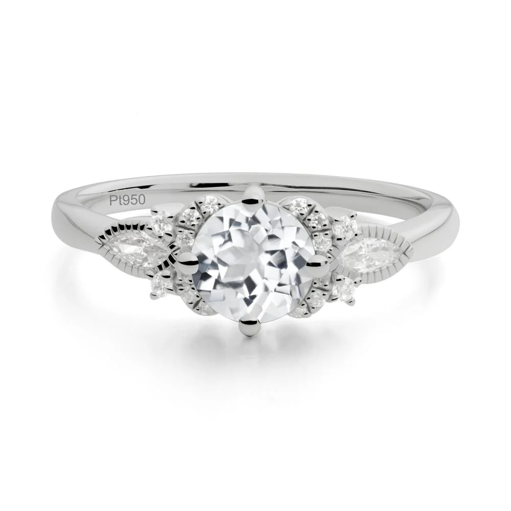Round White Topaz Floral Statement Ring - Image 8
