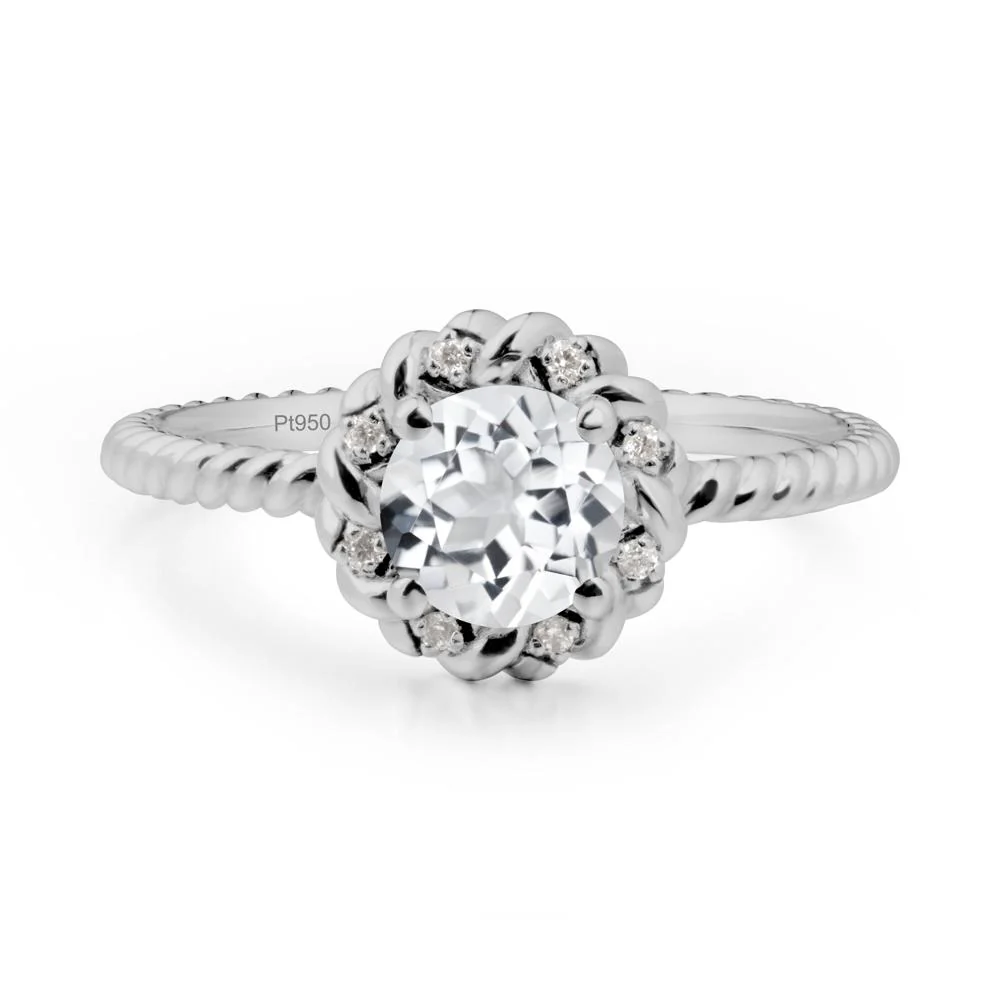 Round White Topaz Halo Engagement Ring