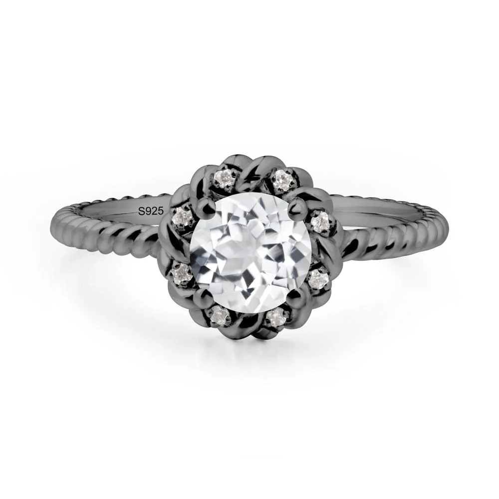 Round White Topaz Halo Engagement Ring - Image 2