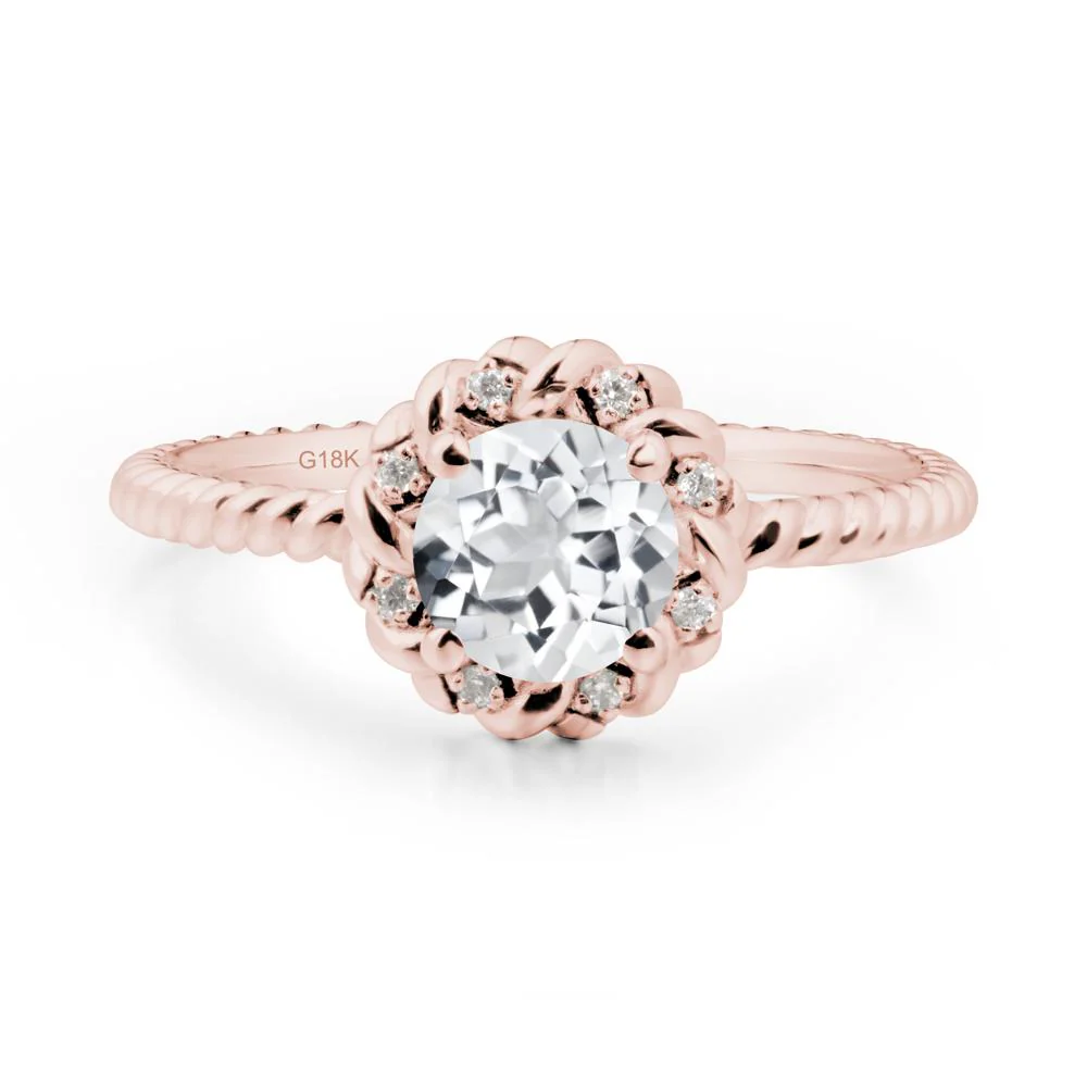 Round White Topaz Halo Engagement Ring - Image 4