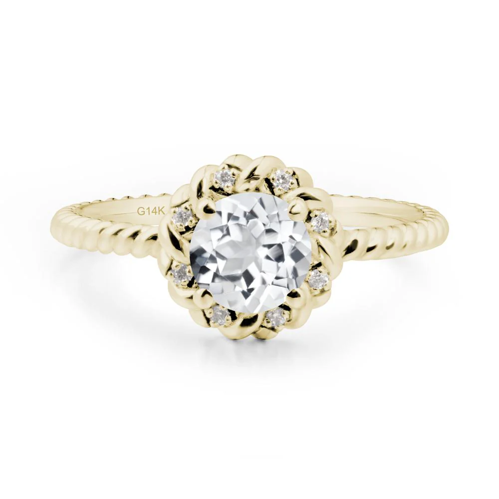 Round White Topaz Halo Engagement Ring - Image 6