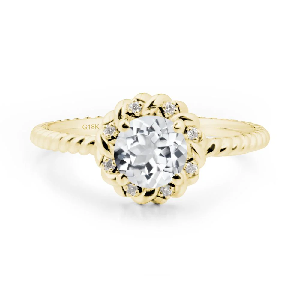 Round White Topaz Halo Engagement Ring - Image 8