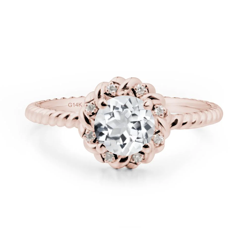Round White Topaz Halo Engagement Ring - Image 9