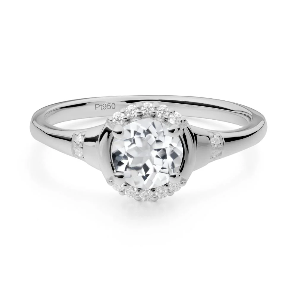 Round White Topaz Halo Ring