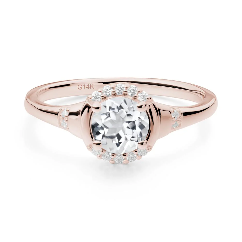 Round White Topaz Halo Ring - Image 2