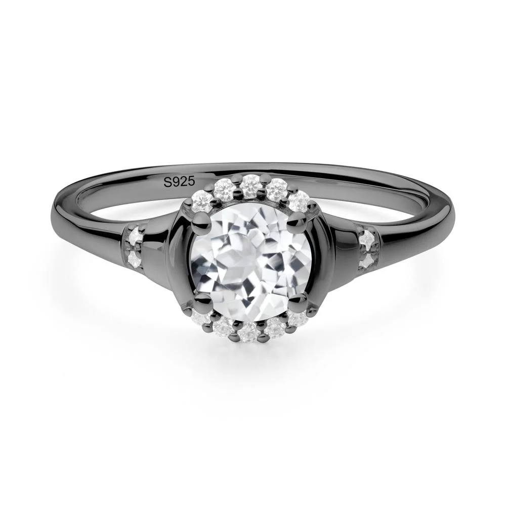 Round White Topaz Halo Ring - Image 3