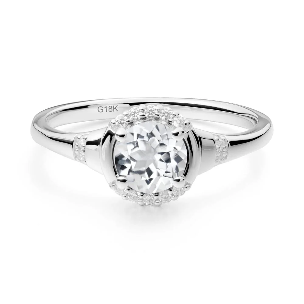 Round White Topaz Halo Ring - Image 4