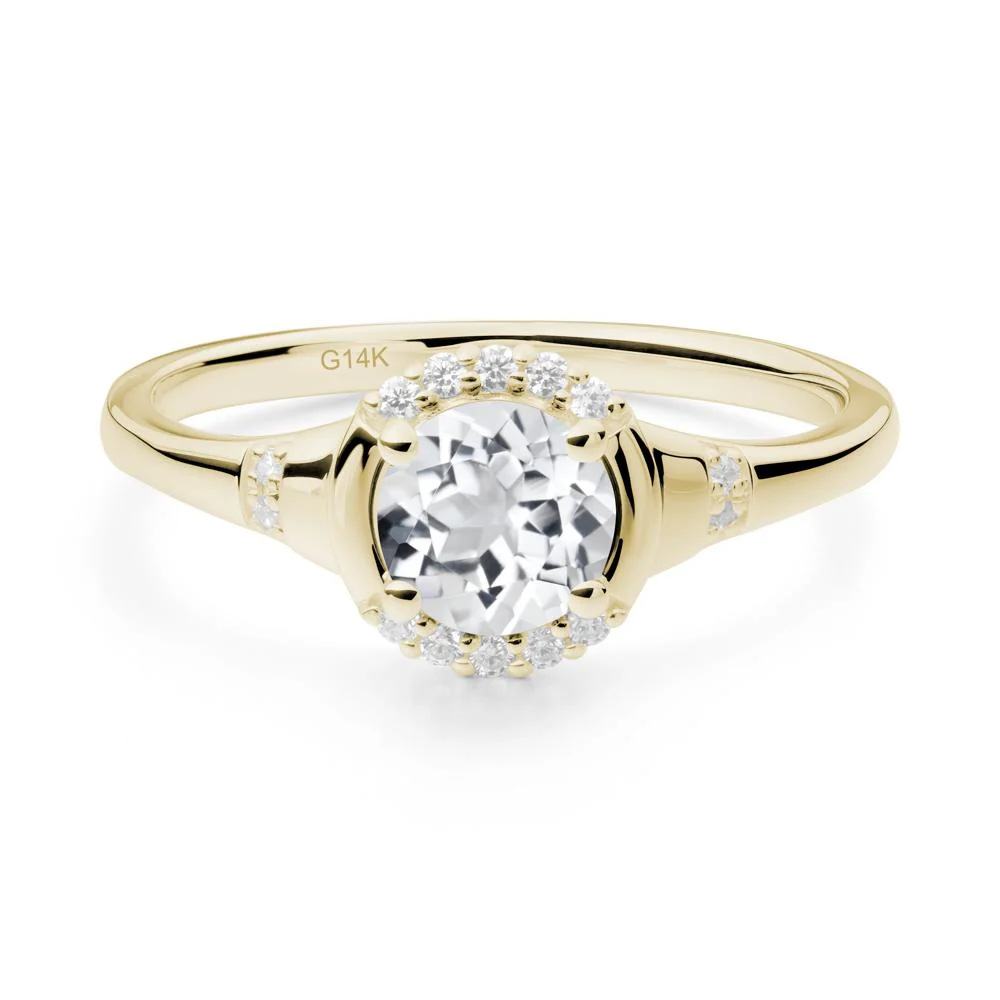 Round White Topaz Halo Ring - Image 5