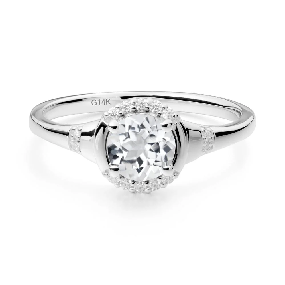 Round White Topaz Halo Ring - Image 6