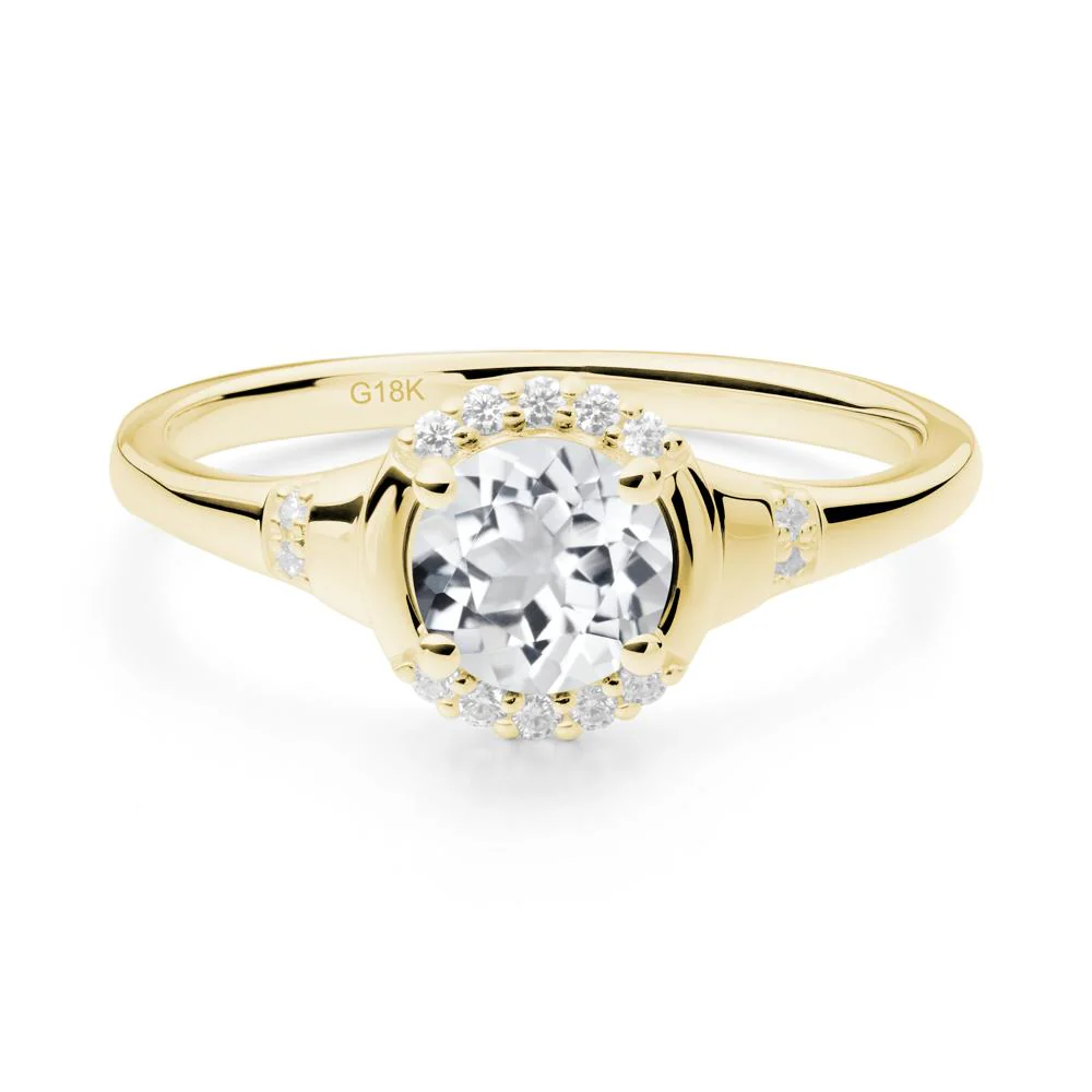 Round White Topaz Halo Ring - Image 7