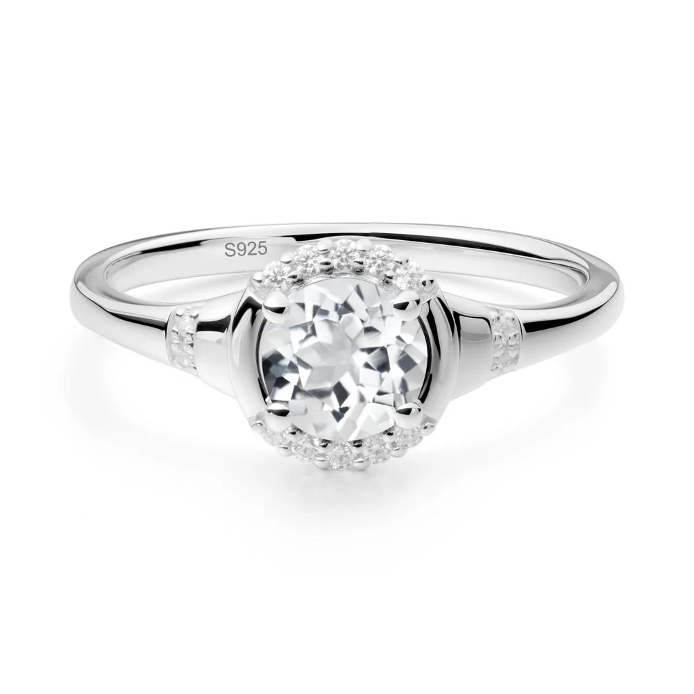 Round White Topaz Halo Ring - Image 9