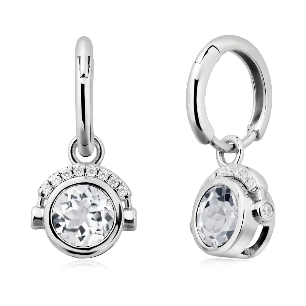 Round White Topaz Headphones Earrings - Image 6