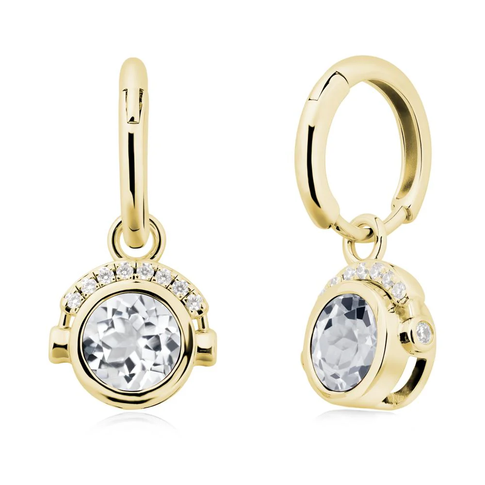Round White Topaz Headphones Earrings - Image 7