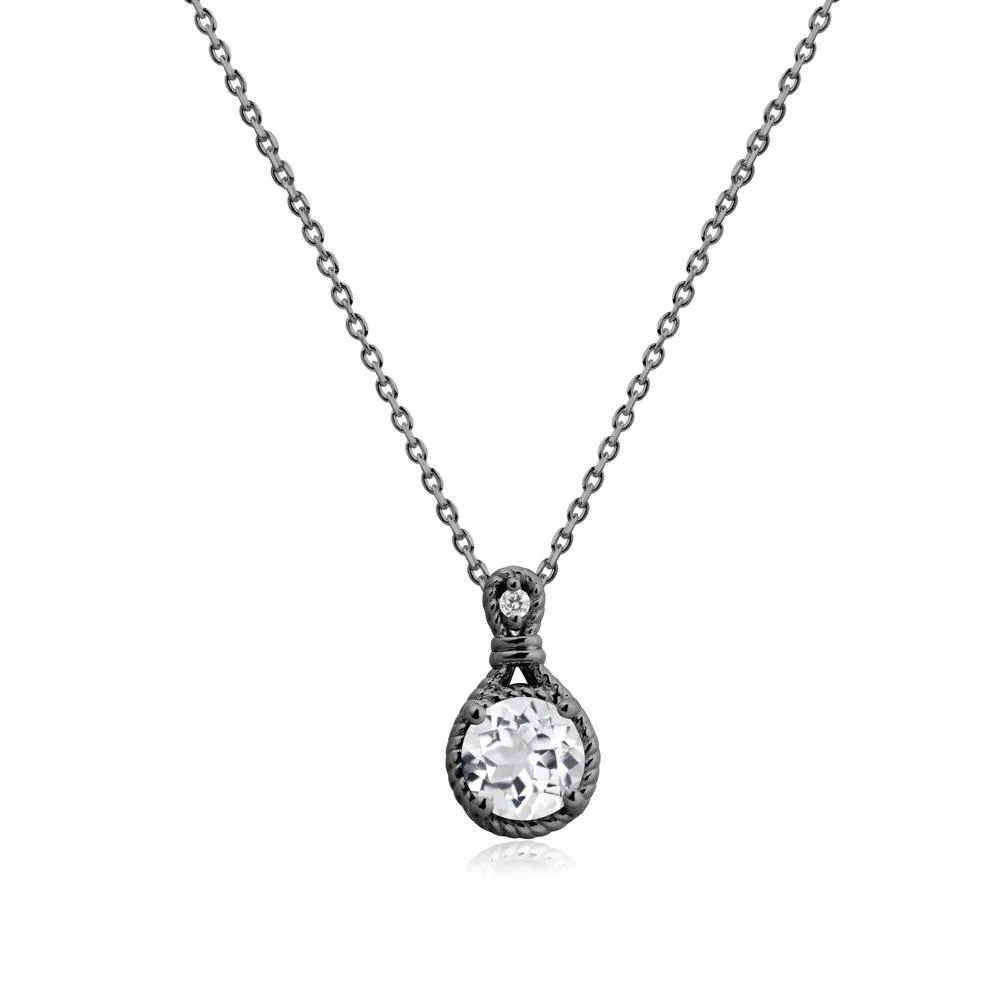 Round White Topaz Knot Rope Necklace - Image 8