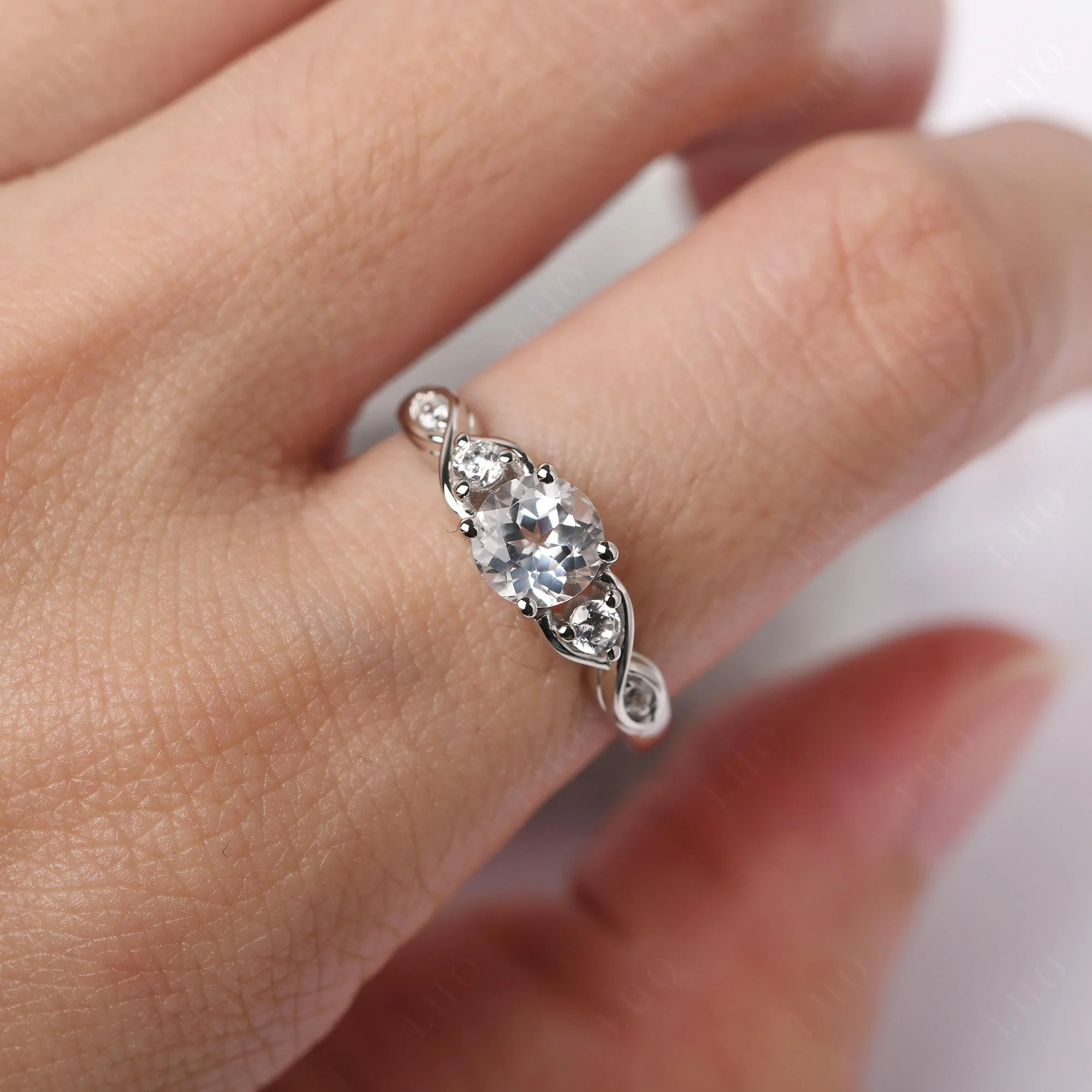 White Topaz Twisted Ring - Image 33