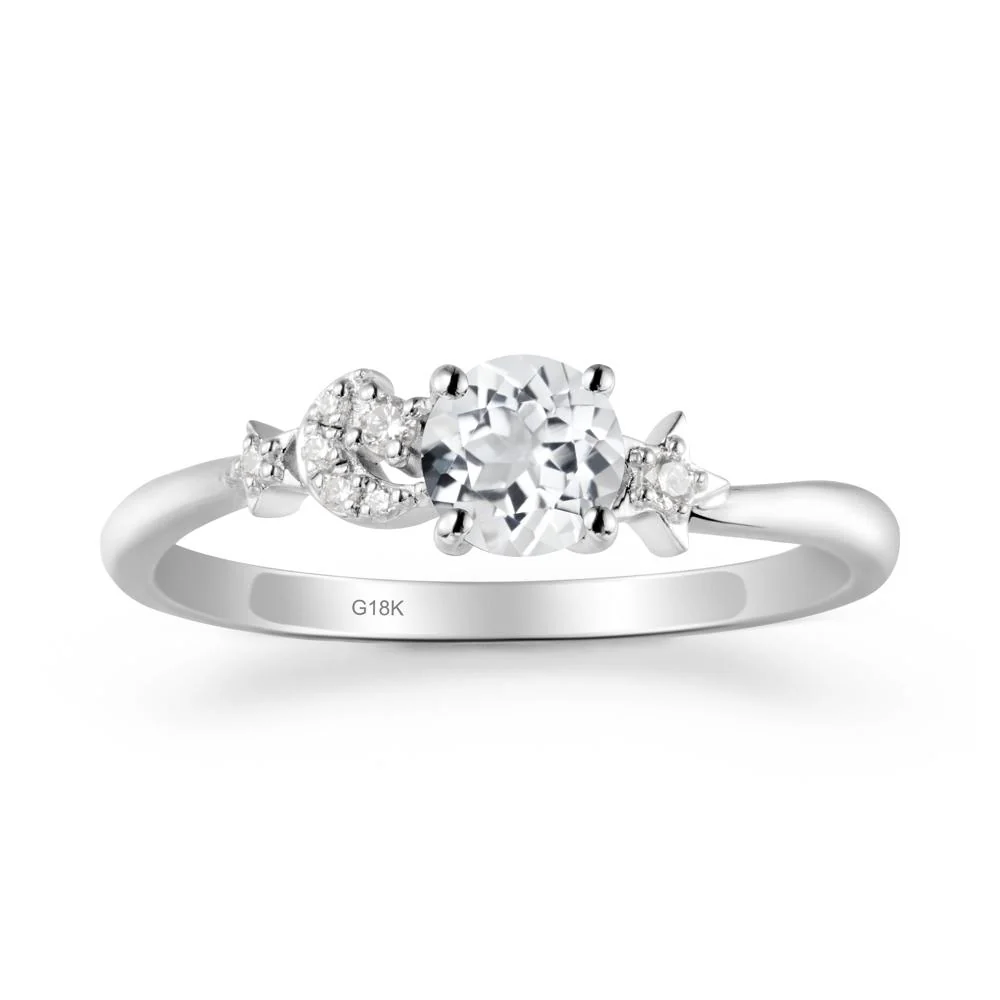 Round White Topaz Ring with Moon and Pentacle - Image 5