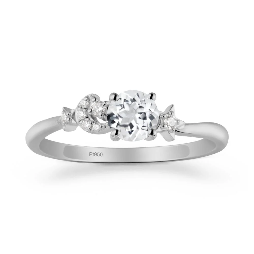 Round White Topaz Ring with Moon and Pentacle - Image 8