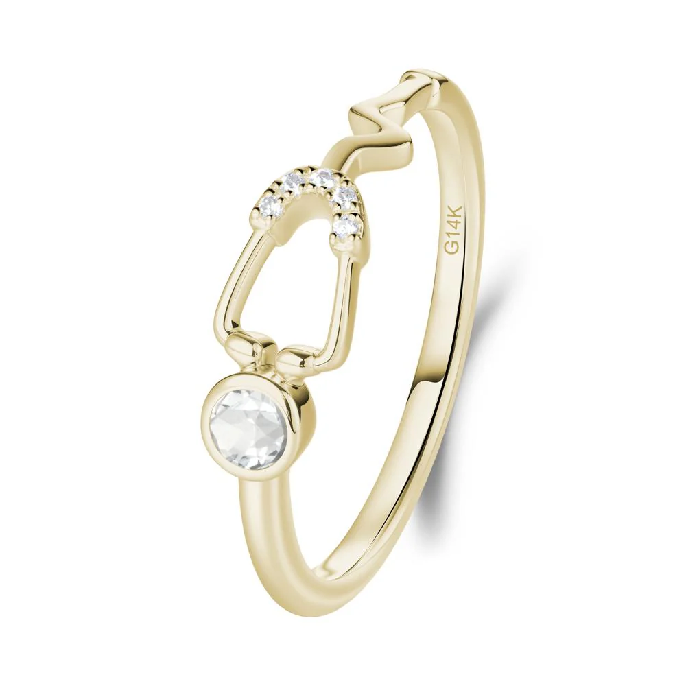 Round White Topaz Stethoscope Ring