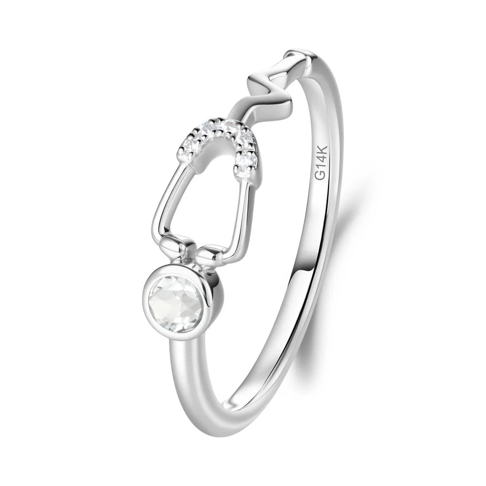 Round White Topaz Stethoscope Ring - Image 2