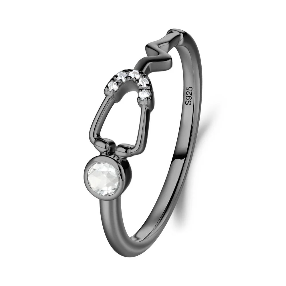 Round White Topaz Stethoscope Ring - Image 4