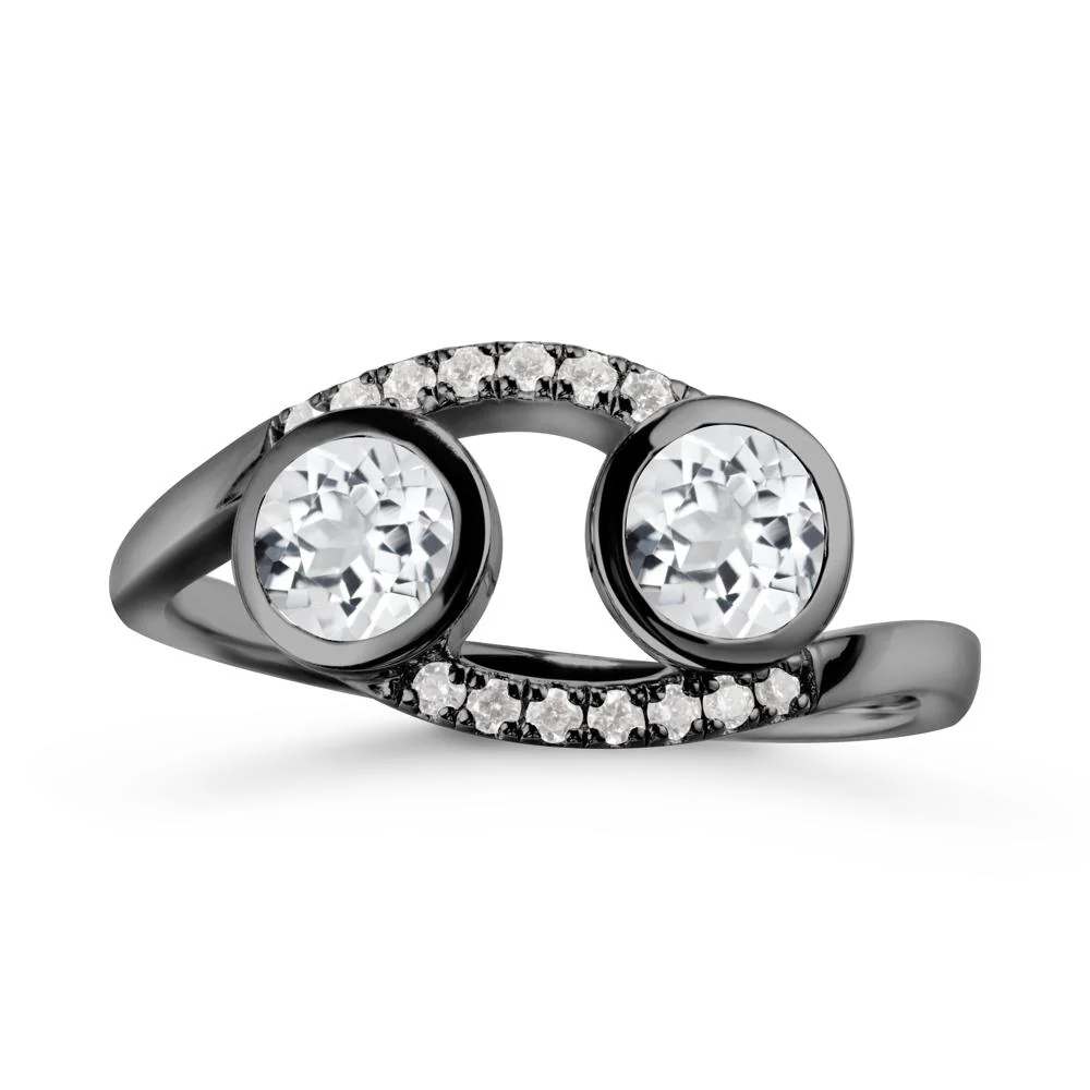 Round White Topaz Two Stone Ring - Image 7