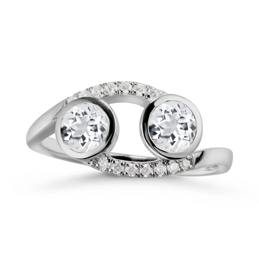 Round White Topaz Two Stone Ring - Image 8