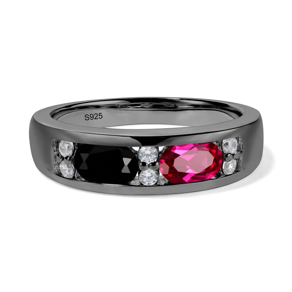 Oval Ruby and Black Spinel Ring