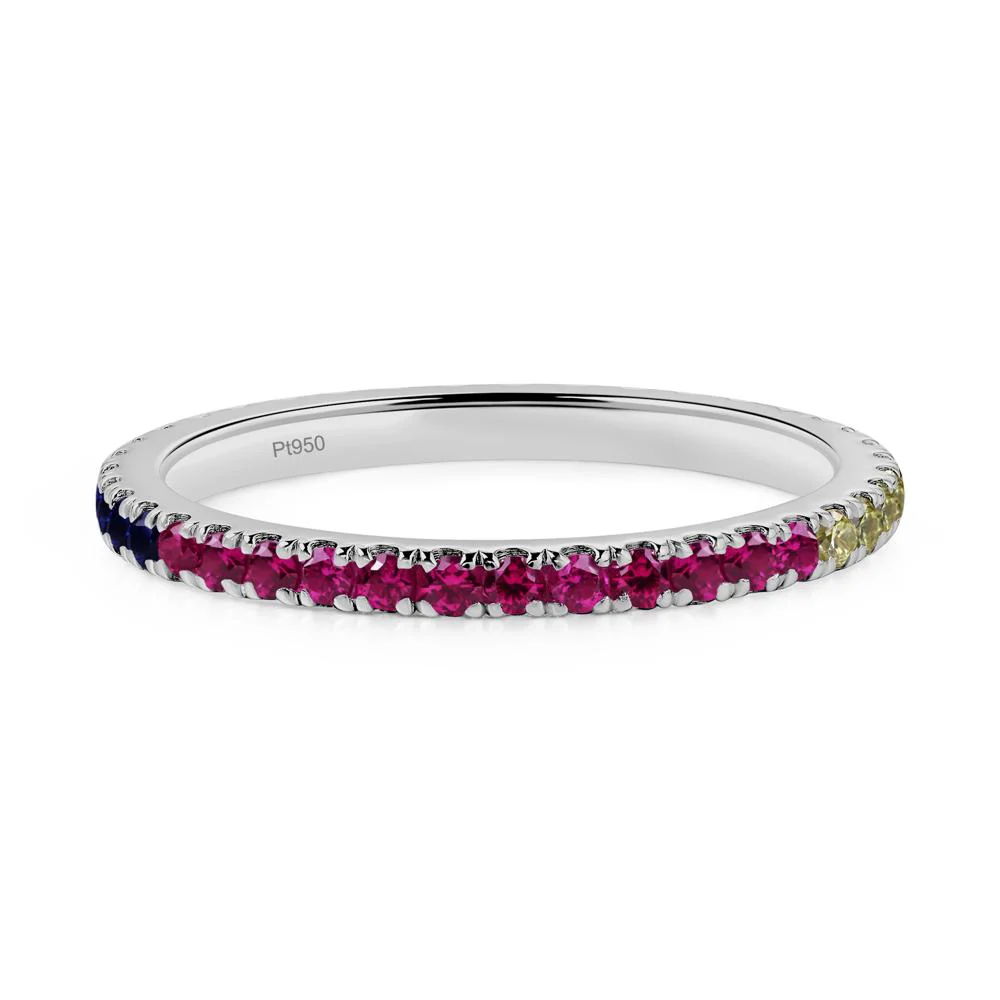 Cubic Zirconia and Ruby and Sapphire Eternity Wedding Ring - Image 6