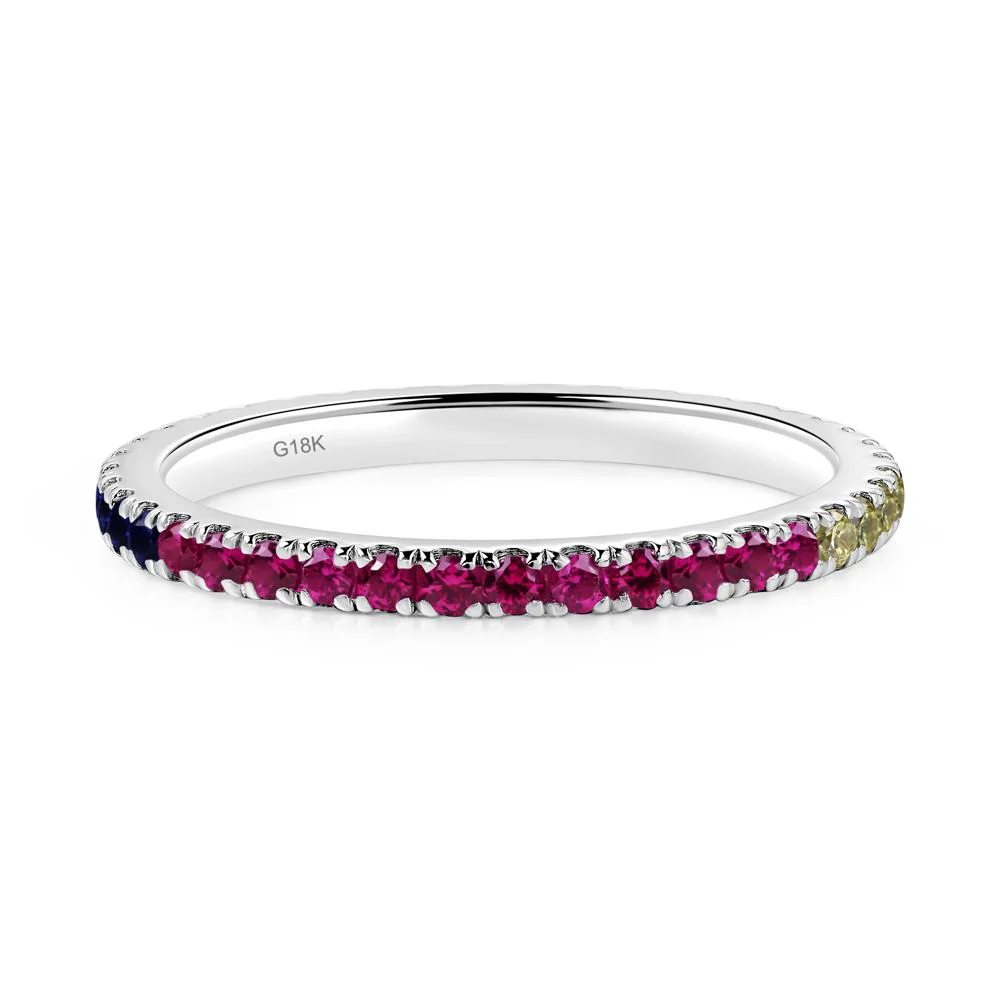 Cubic Zirconia and Ruby and Sapphire Eternity Wedding Ring - Image 7
