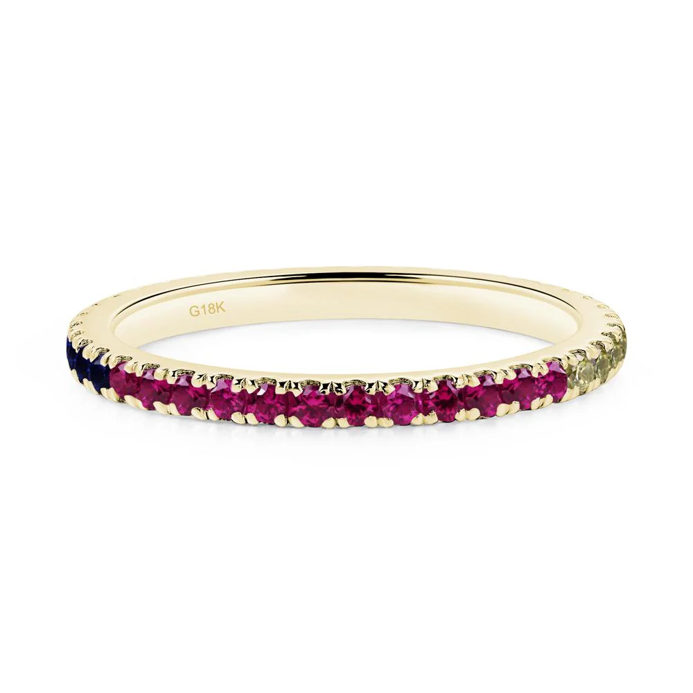 Cubic Zirconia and Ruby and Sapphire Eternity Wedding Ring - Image 8
