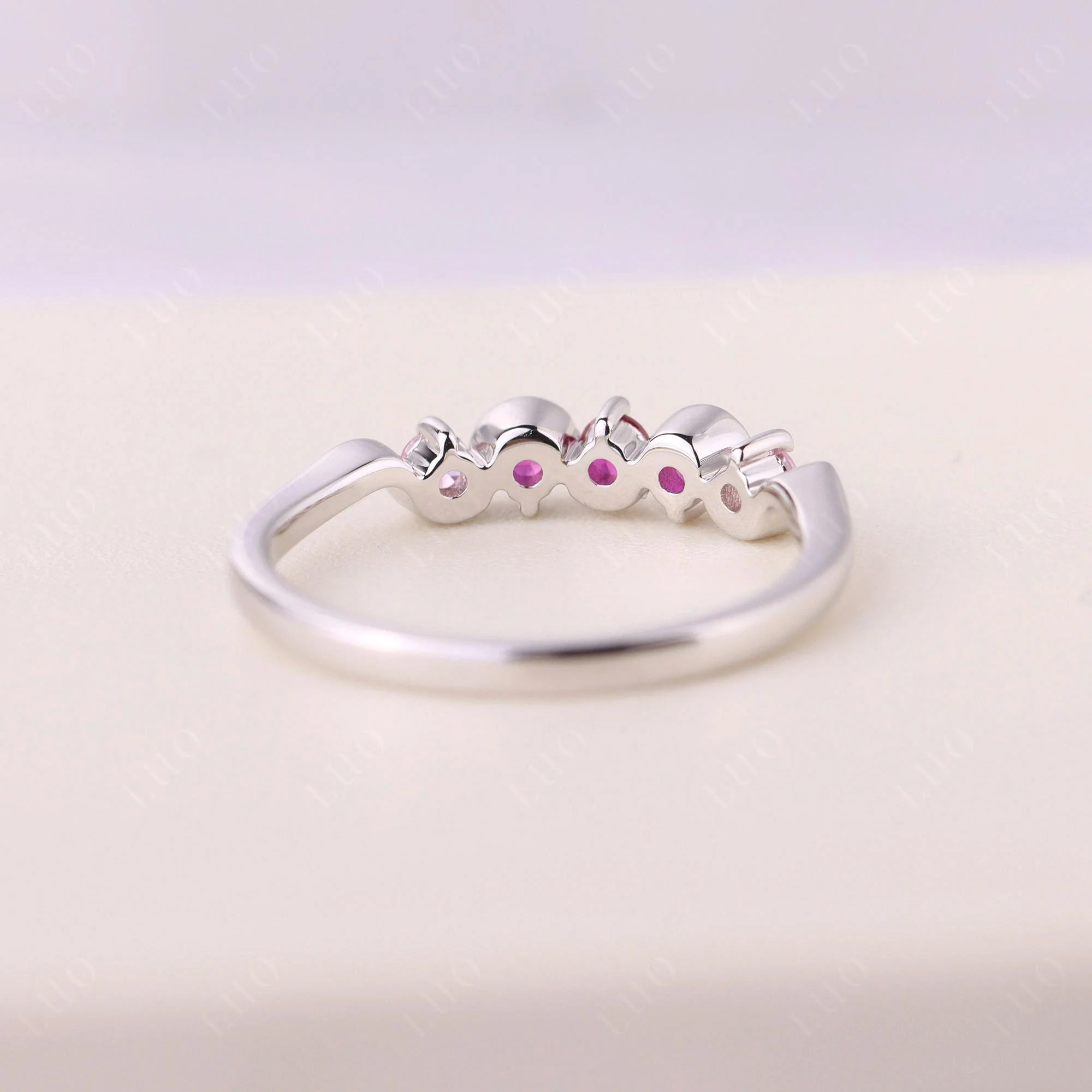 Pink Cubic Zirconia and Ruby Band Ring - Image 12