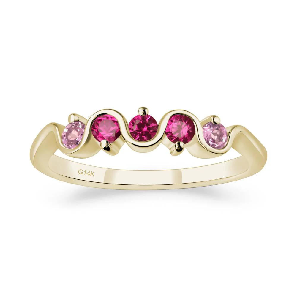 Pink Cubic Zirconia and Ruby Band Ring - Image 4