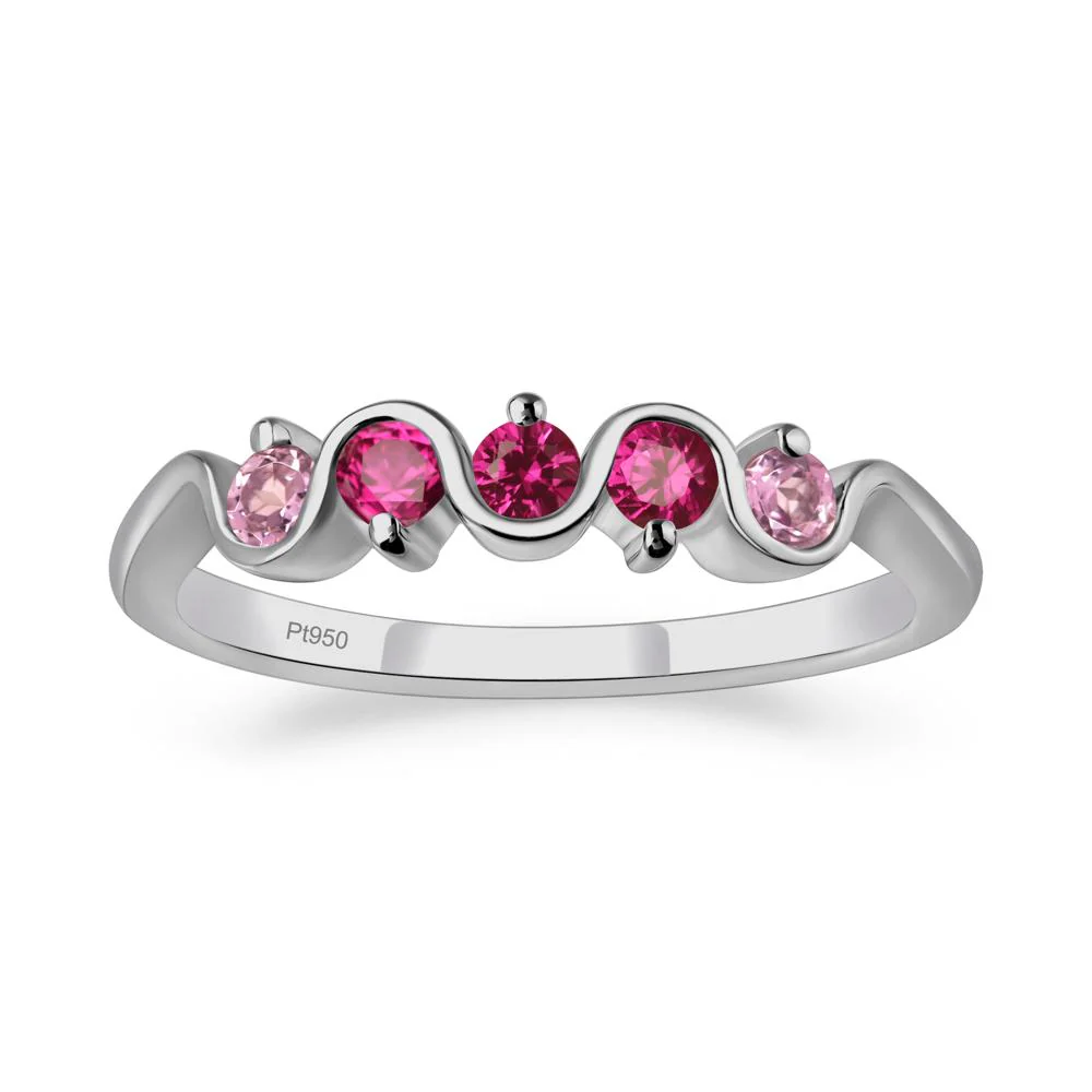 Pink Cubic Zirconia and Ruby Band Ring - Image 6
