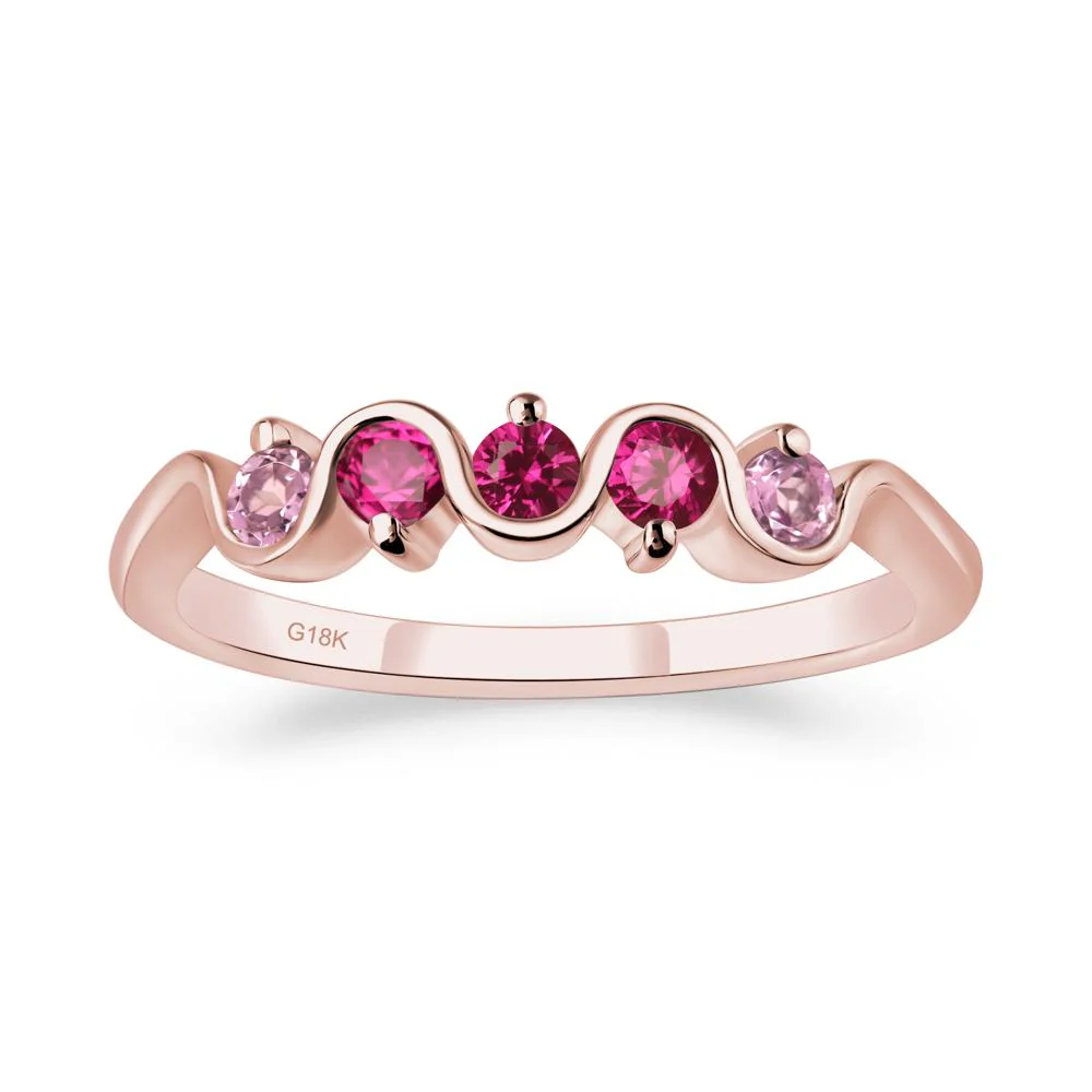 Pink Cubic Zirconia and Ruby Band Ring - Image 9