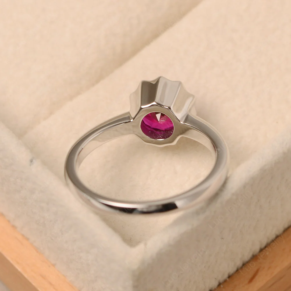 Ruby Bezel Solitaire Decagon Ring - Image 3
